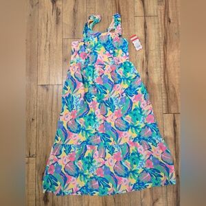 Girls Floral Sleeveless Dress in Vibrant Colors